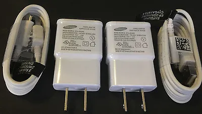 (2x) Samsung 2.0 Amp Charger OEM For Galaxy Note 3 S5 S4 + (2x) 4ft 1.2M Cable • $22.49