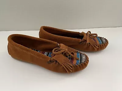 Minnetonka Arizona 402K Womens Size 8 Cinnamon Brown Suede Driving Mocs Shoes • $35.88