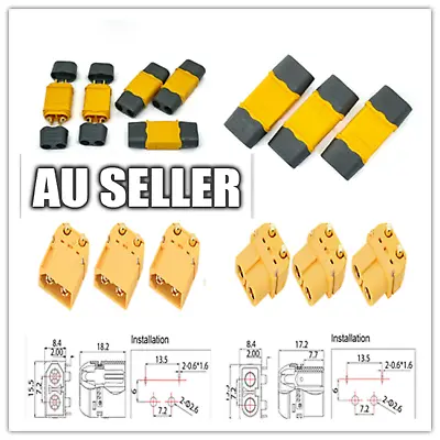 5 Pairs Amass XT60h Male Female Connectors With Sheath Battery Gold Plugs  • $9.99