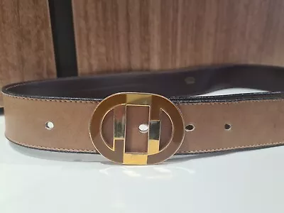 GUCCI VINTAGE LEATHER/ENAMEL BUCKLE 70s BELT  • $190