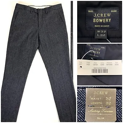 J Crew Mens Bowery Slim Bowery Wool Gray Formal Suit Pants 32/32  L/long * New • $110