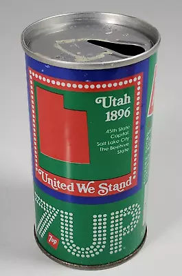 Vintage 7Up 12oz Straight Steel Can 1976 USA United We Stand State Utah • $11.79