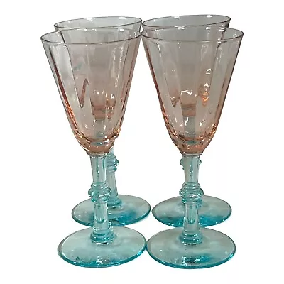 Set Lot 4 Fondale By Morgantown Champagne Tall Sherbet Glass Goblet 5 1/4  RARE • $97.49