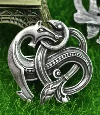 Mens Or Womans Norse Viking Dragon Lapel Brooch Pin 1.6  Pewter High End • $7.29