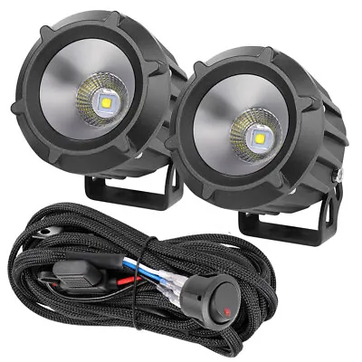 $76.99 • Buy 2x 3.5  Round LED Driving Spot Lights Foglights Pods Motorcycle 4WD + Wiring Kit
