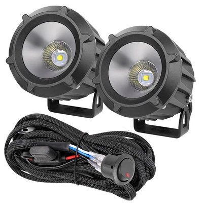 $76.99 • Buy 2x 3.5  Round LED Driving Spot Lights Foglights Pods Motorcycle 4WD + Wiring Kit