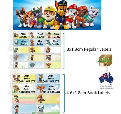 Paw Patrol Vinyl Personalised Name Label Sticker School Book Boy Girl Tag Custom • $3.47