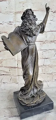 Real Bronze Moses Holding The Ten Commandments Statue Sculpture Figurine Gift  • $174.50