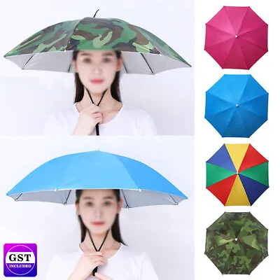 Sun Umbrella Hat Outdoor Rain Foldable Golf Fishing Camping Headwear Head Cap AU • $11.83
