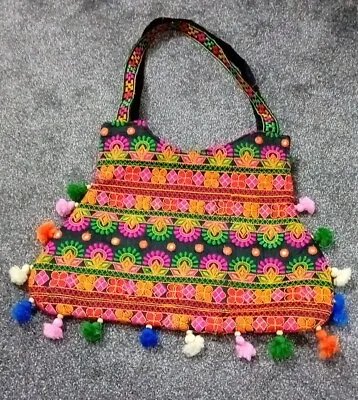 Indian Handmade Ladies Embroidery Mirror Bohemian Patchwork Vintage Bag Tote Big • £25.99