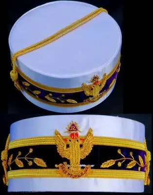 Masonic Hat 32nd Degree Wings UP Scottish Rite White Cap + Cap Case • $99.99