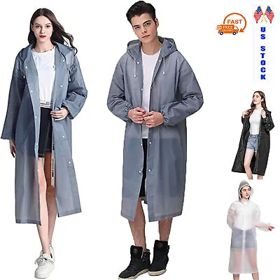 Unisex Adult Waterproof Raincoat Rain Coat Hooded Jacket Poncho Rainwear Camping • $6.43