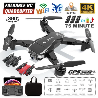 $137.99 • Buy 5G 4K GPS Foldable Drone HD Camera Drones With3 Batteries WiFi FPV RC Quadcopter