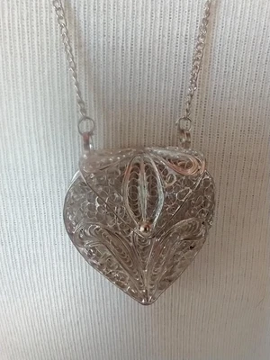 £17.79 • Buy 34 Vintage Artsy Metal Quilling Locket Pendant Necklace,stash,chinese Art,artisa