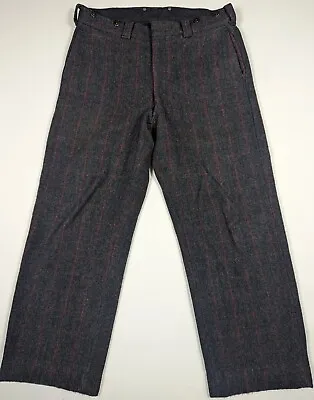 Woolrich Classics Heavy Wool Pants Malone 1990 Gray Red Plaid Check Mens 36x28+ • $49.95