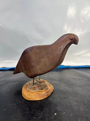 $8.76 • Buy Vtg Handmade Wood Carved Bird Quail Pigeon 6.5  Eyes