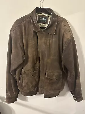 Vintage Men’s Leather Jacket Brown Size Large Map Lining  • $33.49