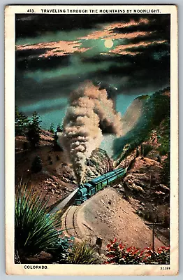 Colorado - Moonlight Travelling Through The Mountains Train - Vintage Postcard • $16.99