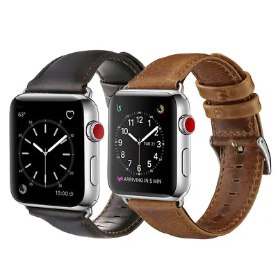 $16.10 • Buy Genuine Leather Strap Band For Apple Watch Series 8 7 6 5 4 3 2 SE 40/44/41/45mm