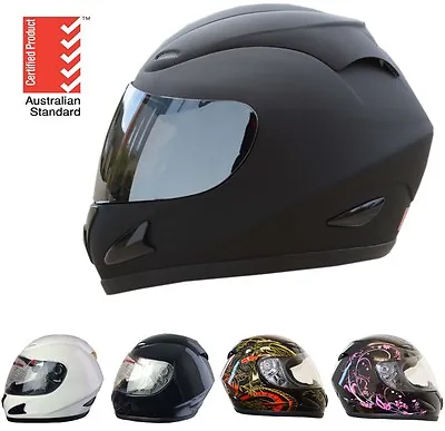 $99.95 • Buy NEW FULL FACE MOTORCYCLE ROAD HELMET ADULT CLEAR & CHROME VISOR 5 Tick Approved