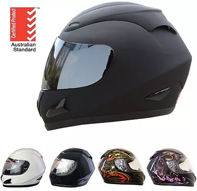 $99.95 • Buy NEW FULL FACE MOTORCYCLE ROAD HELMET ADULT CLEAR & CHROME VISOR 5 Tick Approved