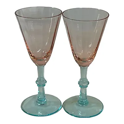 Set 2 Fondale By Morgantown Champagne Tall Sherbet Glass Goblet 5 1/4  RARE SEE • $45.49