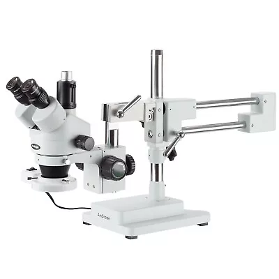 Amscope 3.5X-90X Simul-Focal Boom Stereo Microscope + Fluorescent Ring Light • $998.67