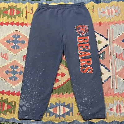 Vintage 90s Chicago Bears Blue Bleach Splatter Sweatpants Men’s Large USA NFL • $6.99