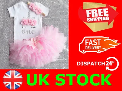 £11.99 • Buy Girls Toddlers Kids First Birthday Unicorn Pink Clothes Floral Cute Outfit Set