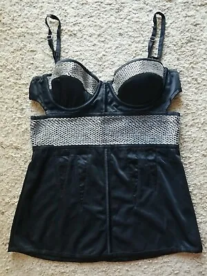 RARE Marciano Women SEXY Stretchy Black Top BEADED BUSTIER Grunge Goth Size S  • $28.80