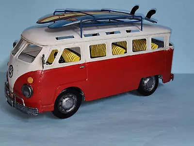 Hand Made Tin Toy Retro SURF BOARD WAGON 320mm Long With Roof Rack Boxed • $125