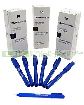 £11 • Buy 10 QUALITY BLUE FINELINE FINELINER PENS WITH 0.4mm FINE NIB FOR DRAWING - NEW