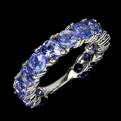 Unheated Round Tanzanite 4.5mm 14K White Gold Plate 925 Sterling Silver Ring 9 • $59.50