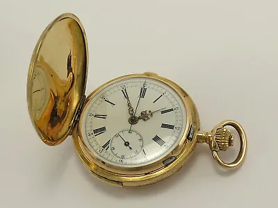 Antique 18k Gold Chronograph Quarter Repeater Hunter Case Pocket Watch • $4207.54