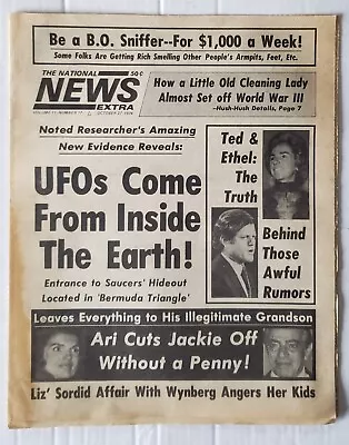 National News Extra Oct 27 1974 Gossip Tabloid UFOs Big Canon Makes Girl Wet • $7.26