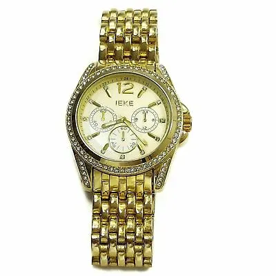 Men's Watch Gold Color W/Simulated Diamonds Bracelet Analog Jewelry Wrist Watch • $40