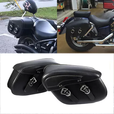 Motorcycle Side Saddle Bags Tool Saddlebags PU For Honda VTX1800 VTX1300 C S R • $129.99