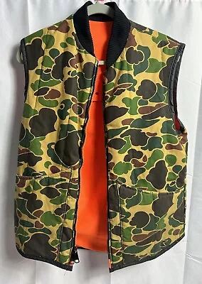 Vintage Men’sCamo Hunting Vest  Sz M Outdoor Reversible Orange Shooting USA Made • $29