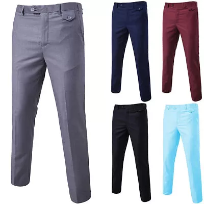 Mens Trousers Slim Fit Office Business Work Formal Smart Suit Dress Long Pants • £14.59