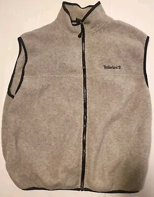 Timberland Mens XL Gray Fleece Full Zip Vest With Logo Polartec Normal Wear Read • $19.99