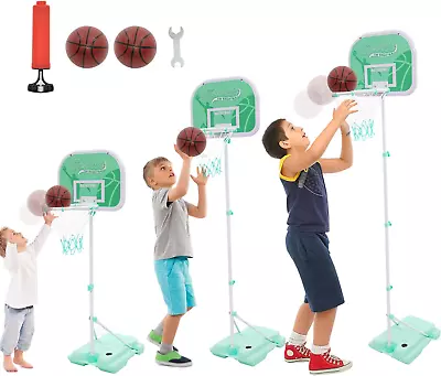 Kids Basketball Hoop Stand Set Toddler Mini Basketball Hoops With 2 Balls Sports • £35.36