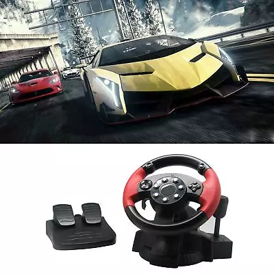 Gaming Car Racing Simulator Vibration Driving Steering Wheel Pedal Set • £64.84