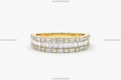 14k Yellow Gold Diamond Brilliant Micro Pave Band Engagement Ring For Women • $623