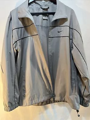 Nike Size M Gray Black Trim Wind Breaker Water Proof Jacket Coat Men • $120