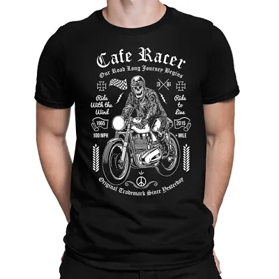 £9.95 • Buy Motorbike Cafe Racer Biker Men's T-Shirt | DTG Printed - Skull Motorcycle
