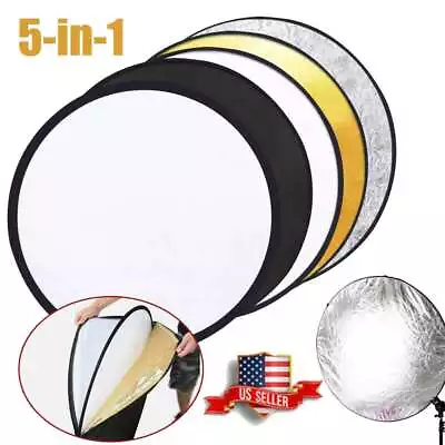 Photography Collapsible Disc+Reflector 5 In1+Silver Gold White Black Translucent • $8.59