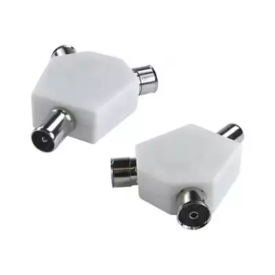 Coaxial TV Aerial Splitter Male To 2 X Female Adapter RF COAX T Y Splitter 2 Way • £3.95