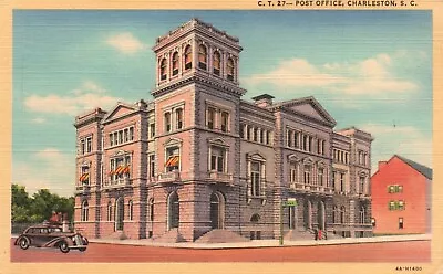 Postcard SC Charleston South Carolina Post Office 1940s Linen Vintage PC H9952 • $3