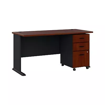 Bush Business Furniture Series A 60W Desk With Mobile File Cabinet In Hansen ... • $882.31