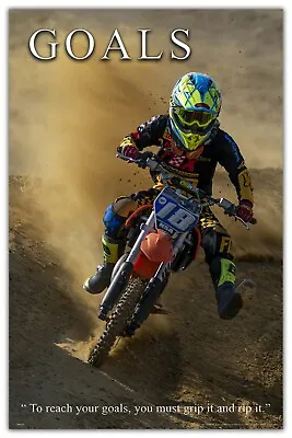 Motocross Racing Motivational Poster Art Print 11x17 Kids Room Wall Decor Goals • $11.95